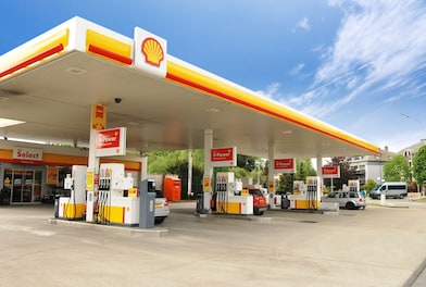 Shell station blue sky Belgium