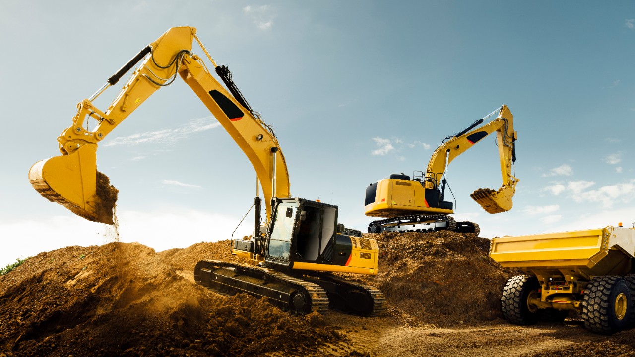 Bulldozers op een bouwplaats