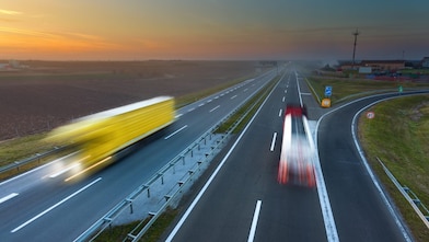trucks running on highway