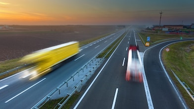 trucks running on highway