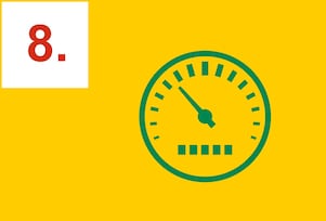 Compteur de vitesse vert sur fond jaune