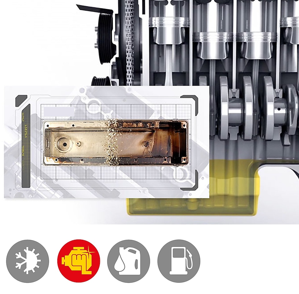 Illustration de l’effet positif de l'huile Shell Helix Ultra sur le moteur