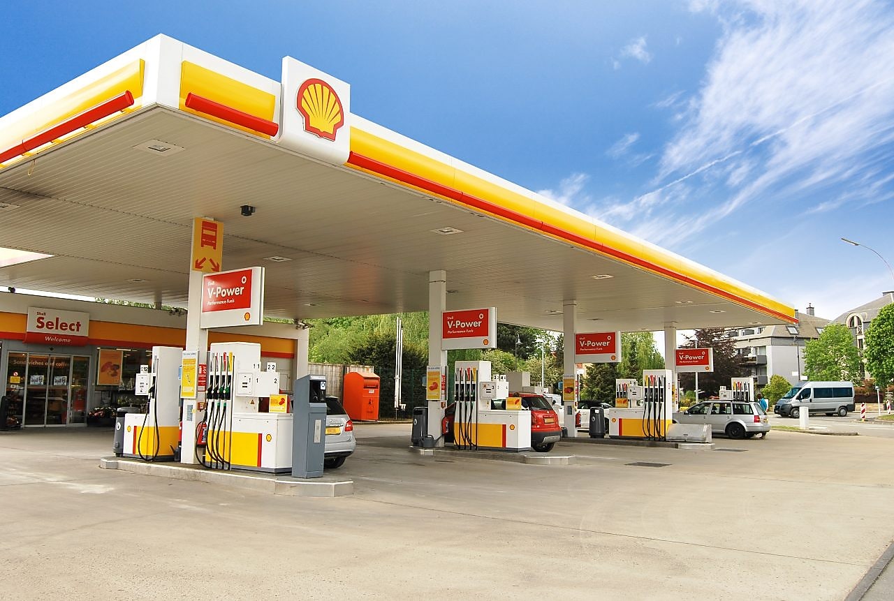 Shell station blue sky Belgium