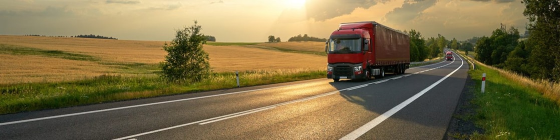 truck running on a highway