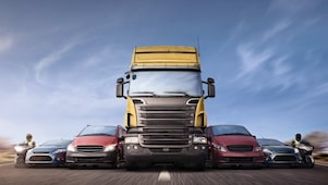 truck and car in line