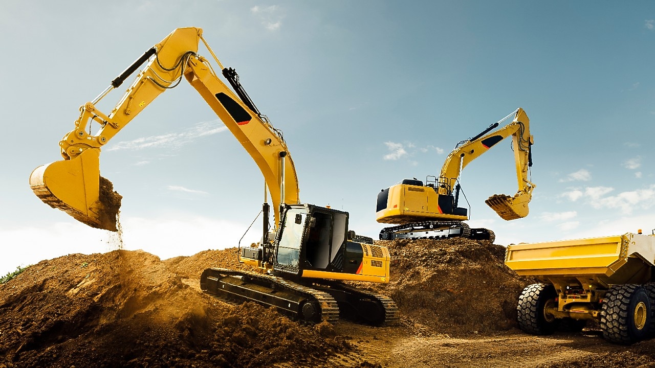 Bulldozers op een bouwplaats