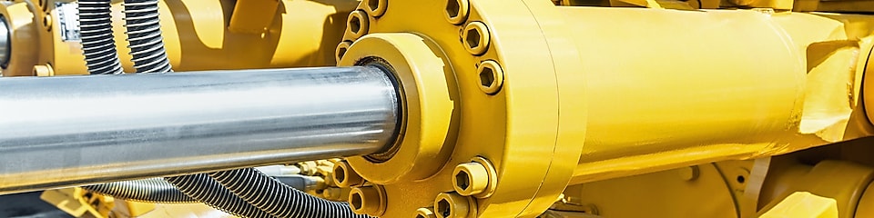 Close up image of hydraulics on equipment