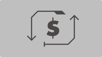 Het teken van de dollar met pijlenpictogram