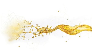 Oliedruppel die in kleine onderdelen uit elkaar valt