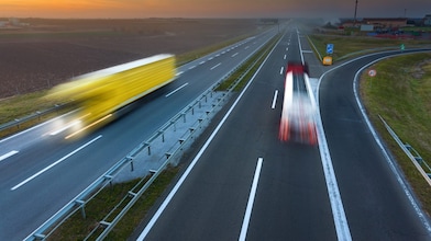 trucks running on highway