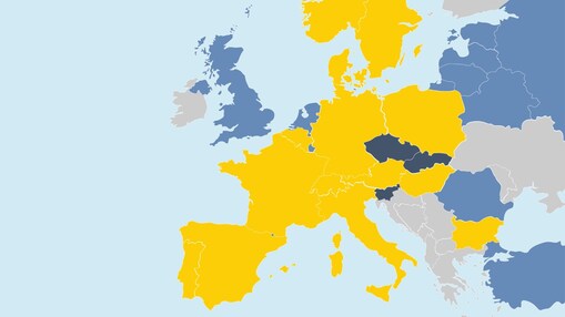 Modro žlutá mapa evropy