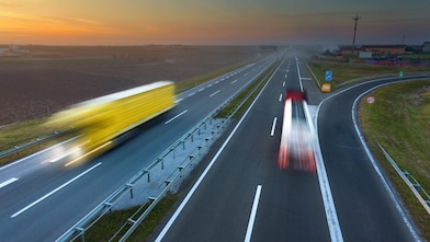 trucks running on highway