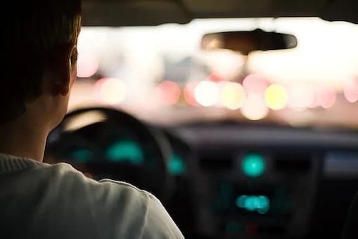 Man driving car