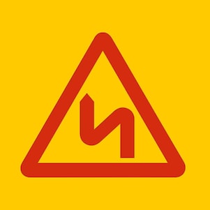 Bord kronkelende weg