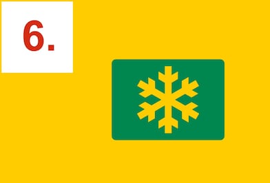 Symbool van een sneeuwvlok in een rechthoek