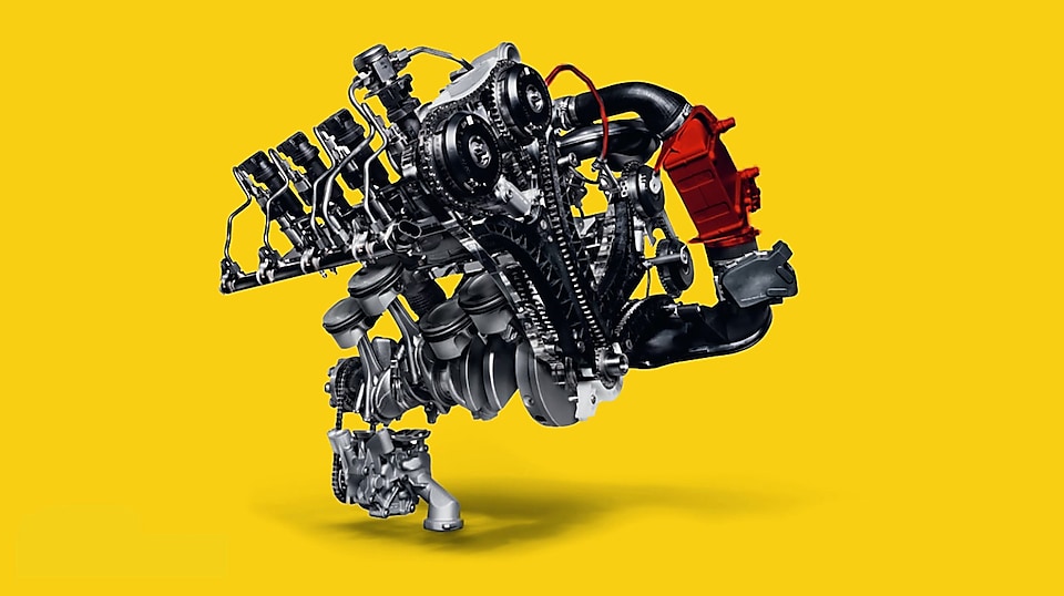 Luchtcompressor van turbocharger op gele achtergrond