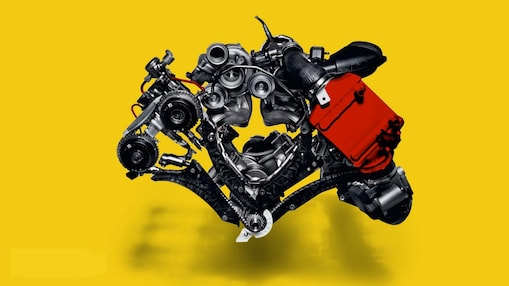 Turbocharger met gele achtergrond