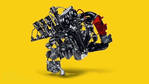 Luchtcompressor van turbocharger op gele achtergrond