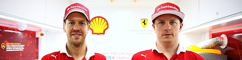 Sebastian Vettel en Kimi Raikkonen promoten shell v-power